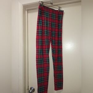 Red and Green Plaid Leggings SMALL